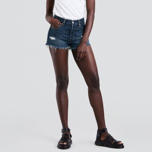 LEVI'S 501 Cutoff Jean Shorts Silver Lake Medium Wash Denim Distressed Size 27 - Picture 1 of 13